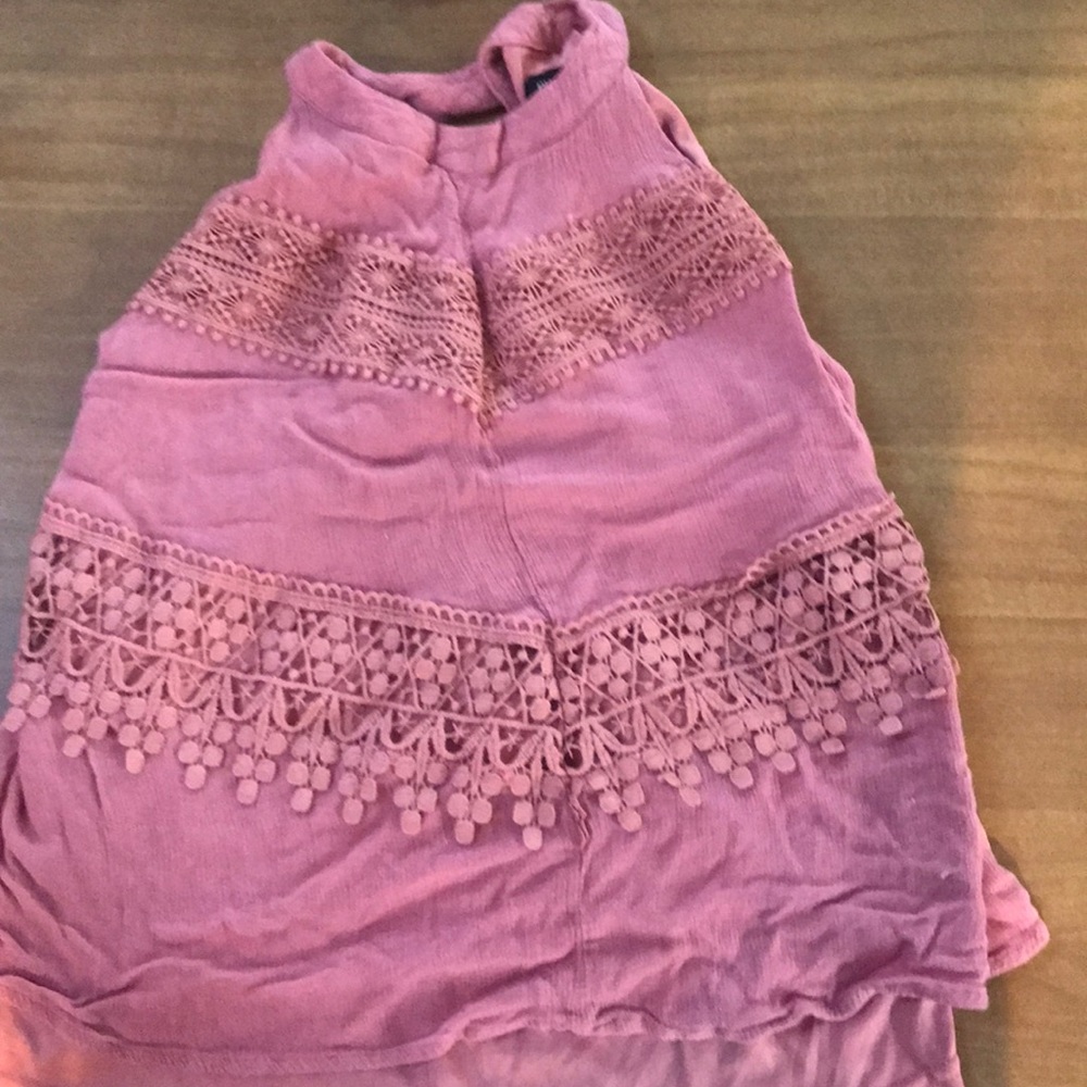 Pink patterned cut off sleeve shirt